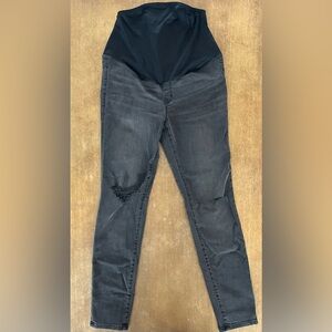 Madewell Maternity Charcoal Distressed Skinny Jeans Sz 28